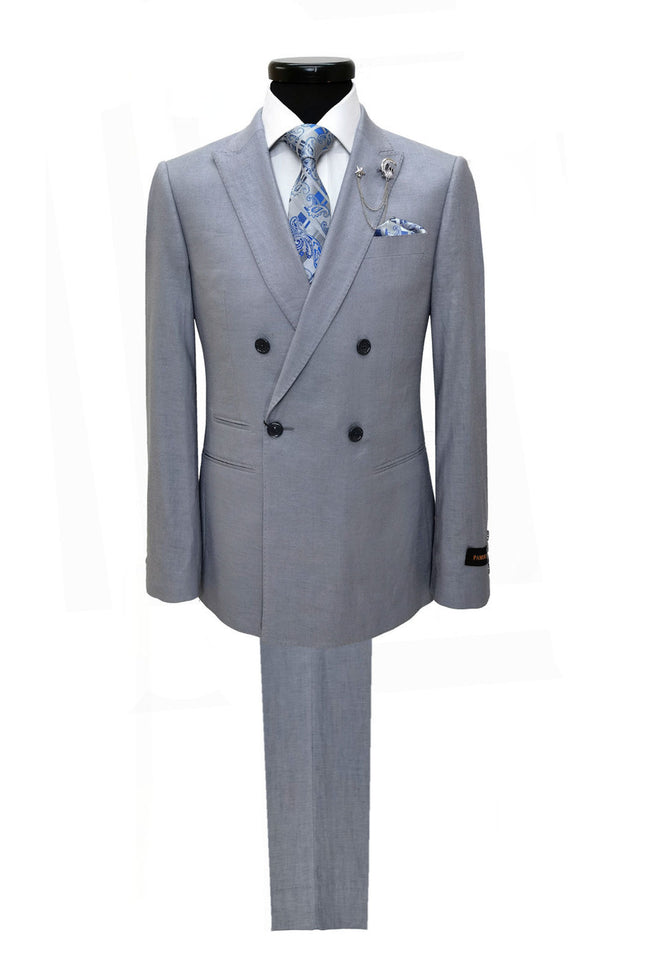 Grey Double Breasted Linen Suit
