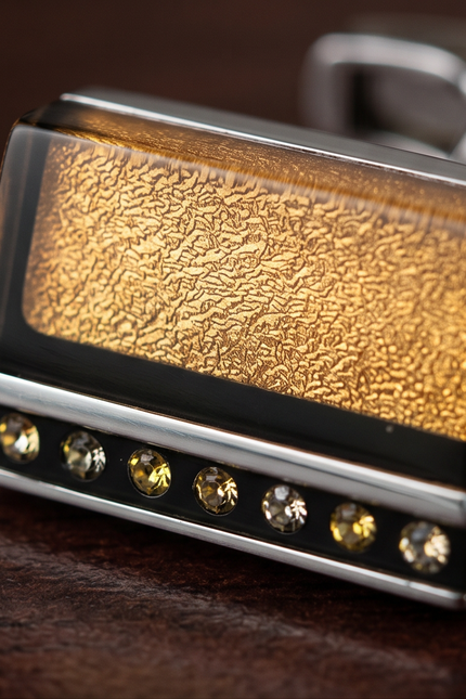 Textured Amber & Crystal Rectangle Cufflinks