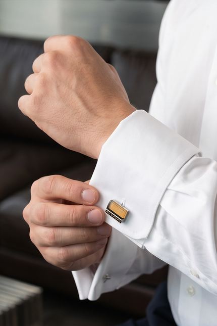 Textured Amber & Crystal Rectangle Cufflinks