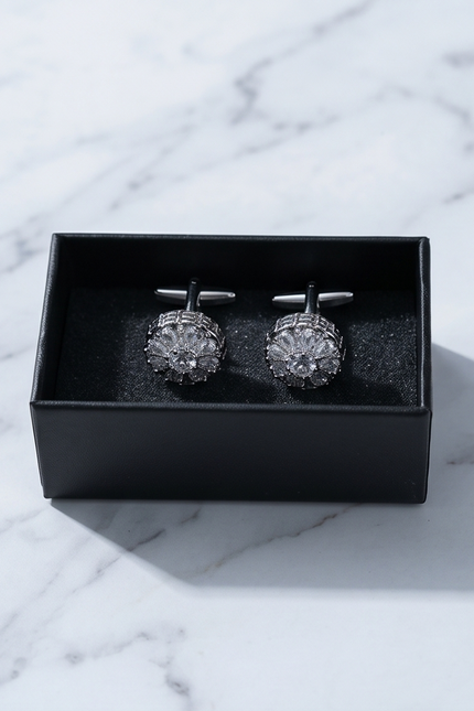 Radiant Crystal Flower Burst Cufflinks
