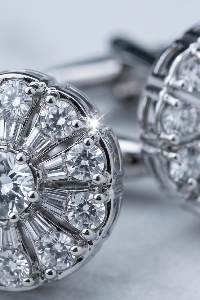 Radiant Crystal Flower Burst Cufflinks