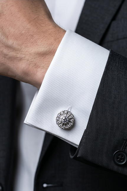 Radiant Crystal Flower Burst Cufflinks