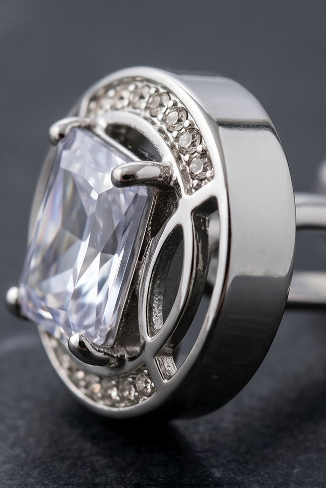 Sky Blue Crystal & Diamond Accent Cufflinks