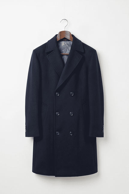 Classic Double-Breasted Wool Blend Overcoat