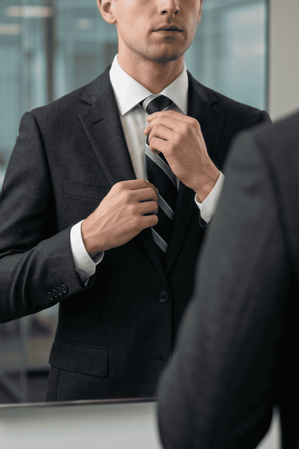 Classic Navy and Silver Stripe Tie