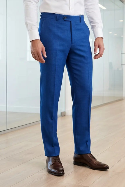 Cobalt Blue Tailored Wool Blend Trousers