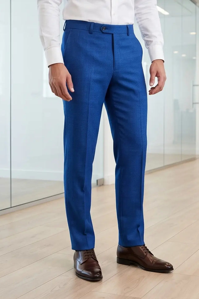 Cobalt Blue Tailored Wool Blend Trousers