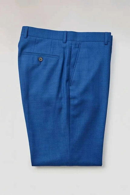 Cobalt Blue Tailored Wool Blend Trousers