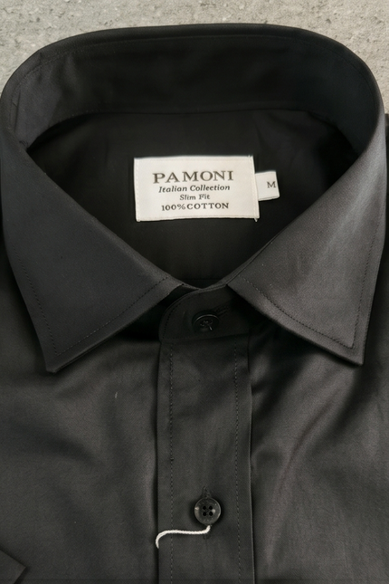 Sophisticated Black Cotton Short-Sleeve Dress Shirt