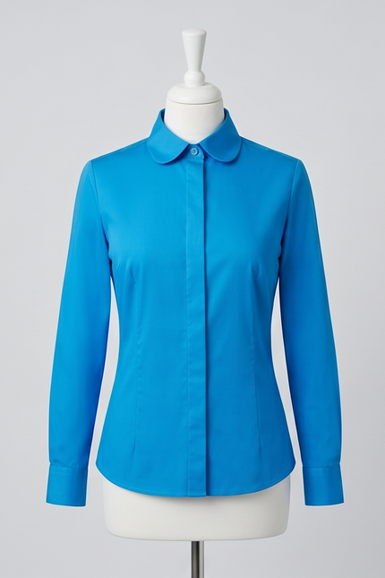 Women's Blue Fitted 100% Cotton Shirt
