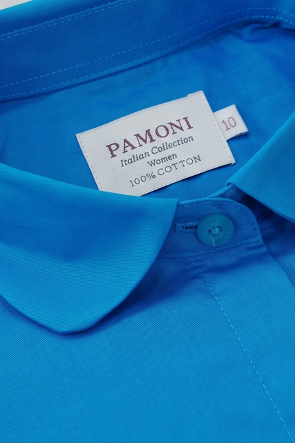 Women's Blue Fitted 100% Cotton Shirt