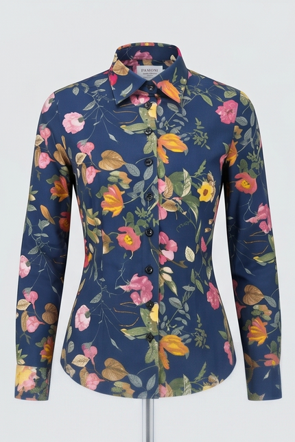 Figure-Flattering Floral: Women's 100% Cotton Extra Slim Fit Shirt