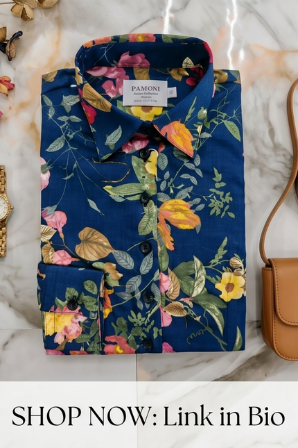 Figure-Flattering Floral: Women's 100% Cotton Extra Slim Fit Shirt