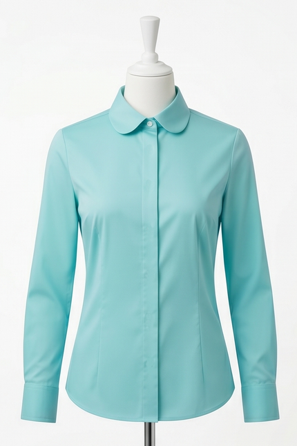 Women's Fitted Aqua Cotton Shirt