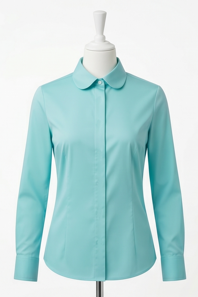Women's Fitted Aqua Cotton Shirt