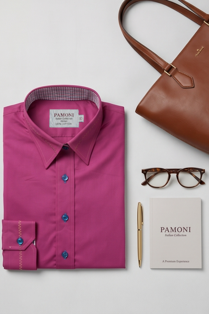 The Polished Magenta Fitted Cotton Shirt