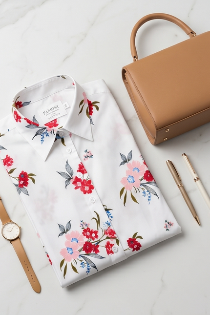 White Floral Extra Slim Fit Cotton Shirt