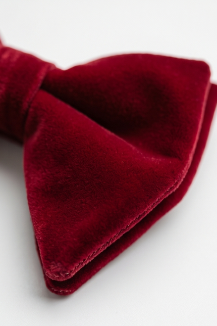 Rich Burgundy Velvet Bow Tie