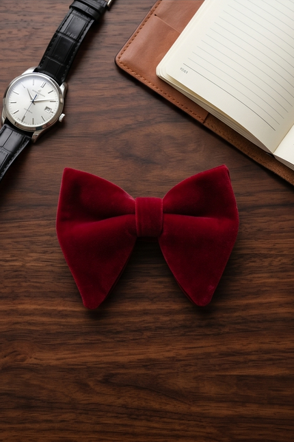 Rich Burgundy Velvet Bow Tie