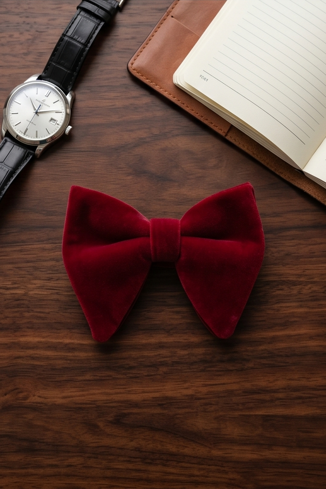 Rich Burgundy Velvet Bow Tie
