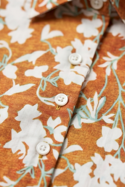 Earthy Bloom Print Fitted Cotton Shirt