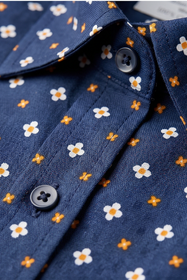 Petite Blossom Print Fitted Cotton Shirt