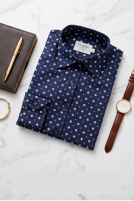 Petite Blossom Print Fitted Cotton Shirt