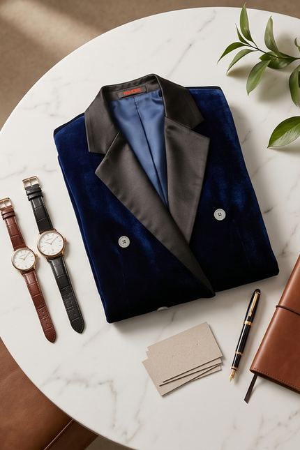 Veste de smoking croisée de la marine