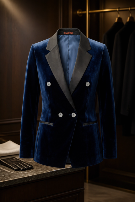Veste de smoking croisée de la marine