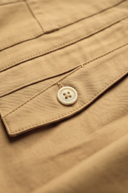 Close-up of a beige fabric with a button