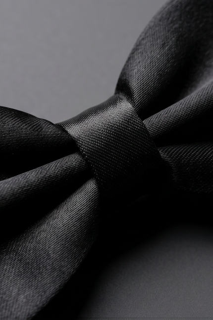 Close-up of a black bow tie on a dark background
