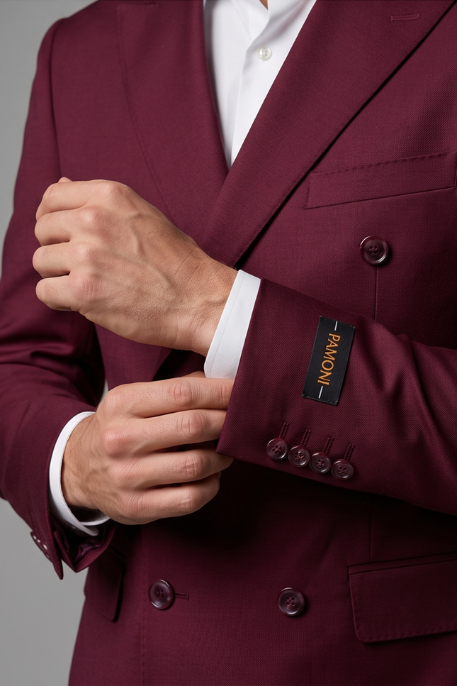 The Burgundy Tailored Double-Breasted Suit