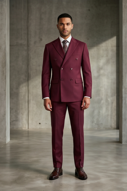 The Burgundy Tailored Double-Breasted Suit