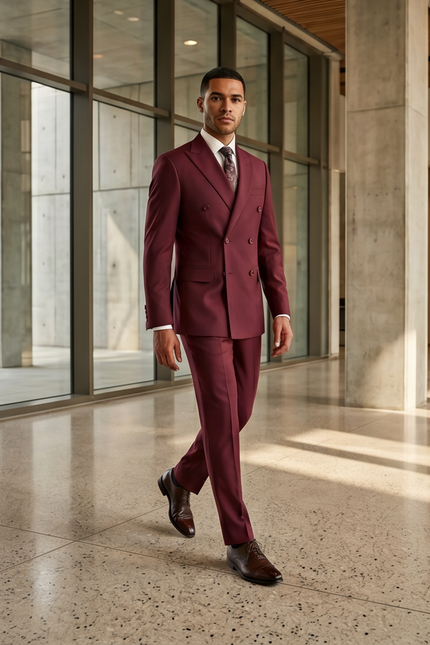The Burgundy Tailored Double-Breasted Suit