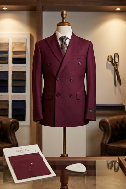 The Burgundy Tailored Double-Breasted Suit