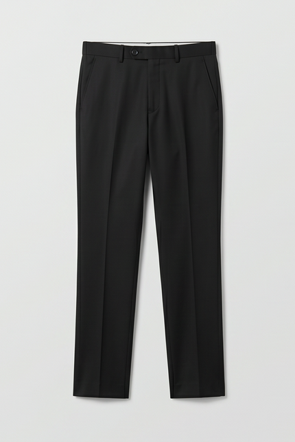 Black dress pants on a light gray background