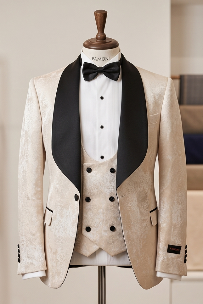 The "Midnight Gala" Champagne Tuxedo Set