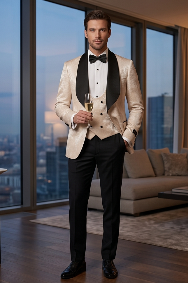 The "Midnight Gala" Champagne Tuxedo Set
