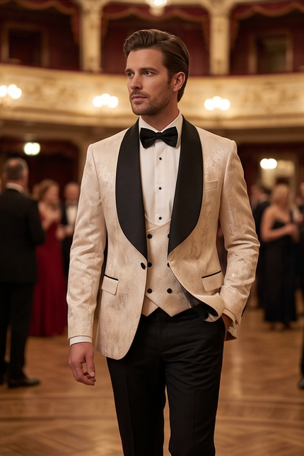 The "Midnight Gala" Champagne Tuxedo Set