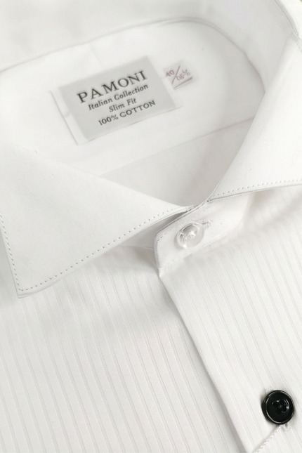 Close-up of a white Tuxedo Shirt