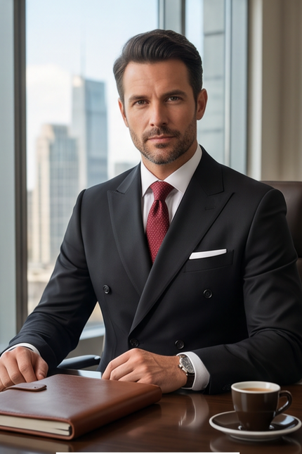 Elegant Black Double-Breasted Suit