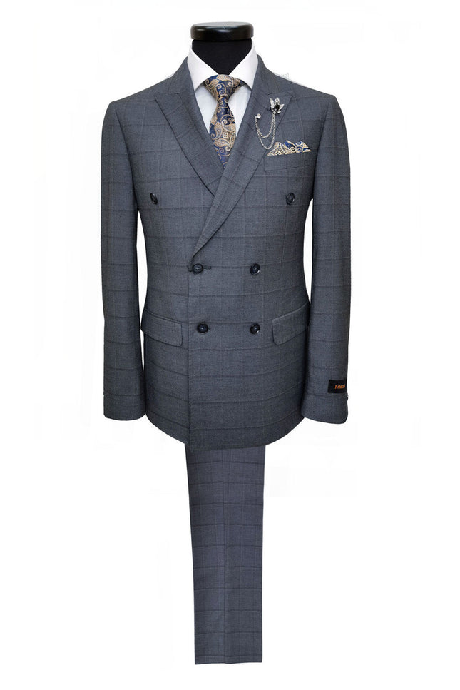 GREY CHECK DOUBLE BREASTED SUIT