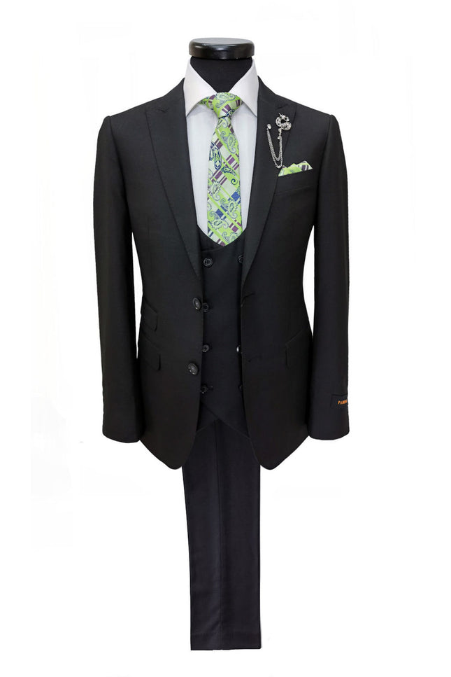 Black Two Button 3-Piece Suit