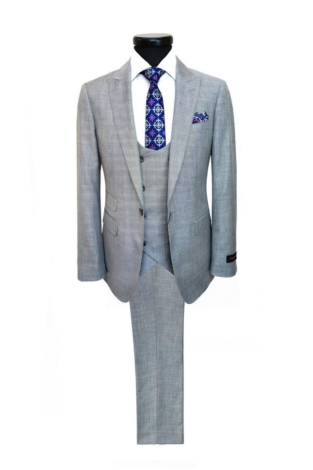 Light Grey Sharkskin 3-Piece Suit