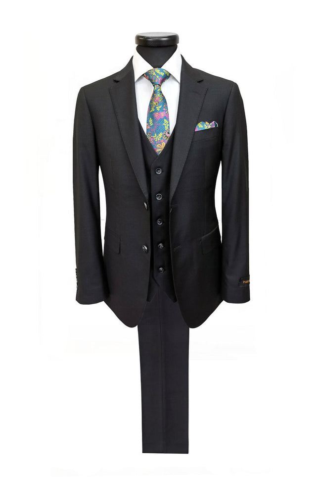 Black Sharkskin 3-Piece Suit