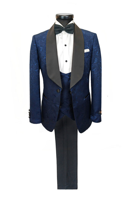 Navy Floral Style 3-Piece Tuxedo