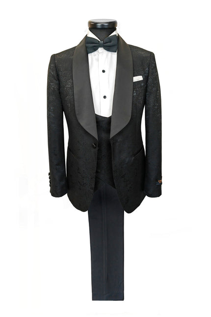 Black Floral Style 3-Piece Tuxedo