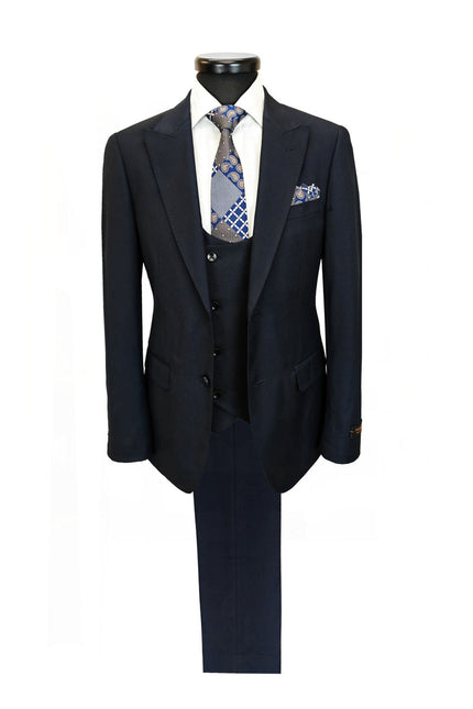 Men's 3-Piece Dark Navy Slim Fit Suit