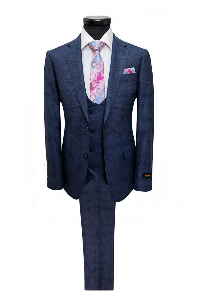 Blue Check 2 Button 3-Piece Suit