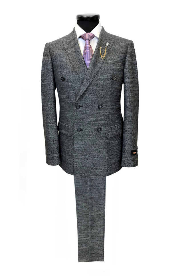 Charcoal Birdseye Double Breasted Suit